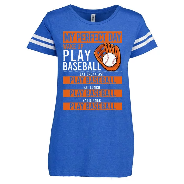 Baseball Player Design My Perfect Day Play Baseball Funny Enza Ladies Jersey Football T-Shirt