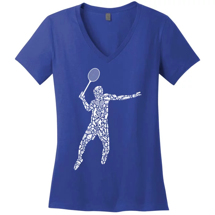 Badminton Player Dad Badminton Meaningful Gift Women's V-Neck T-Shirt