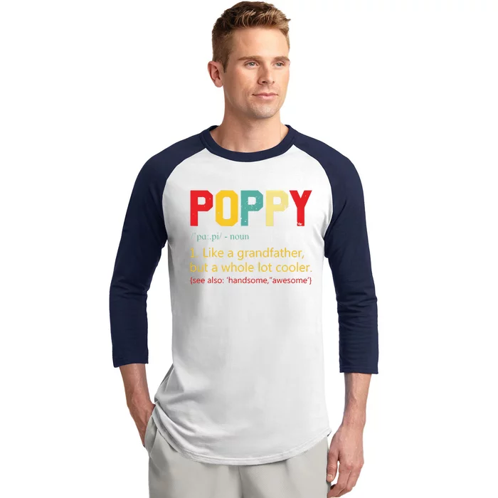 Best Poppy Definition Retro Father’S Day Baseball Sleeve Shirt