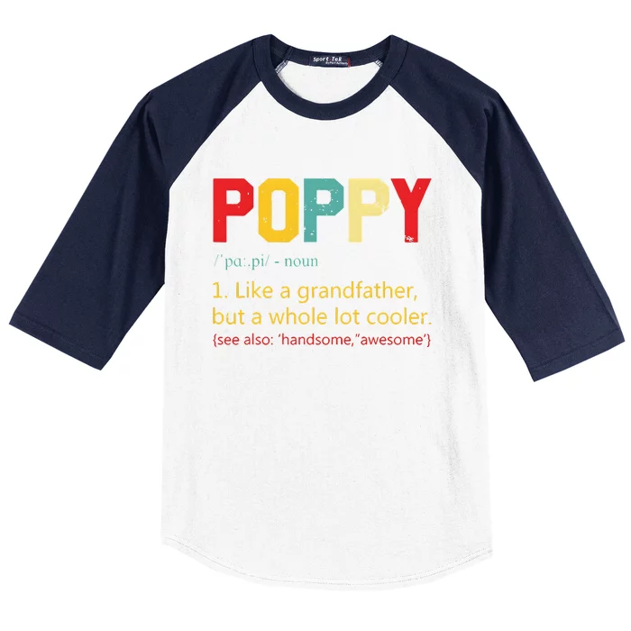 Best Poppy Definition Retro Father’S Day Baseball Sleeve Shirt