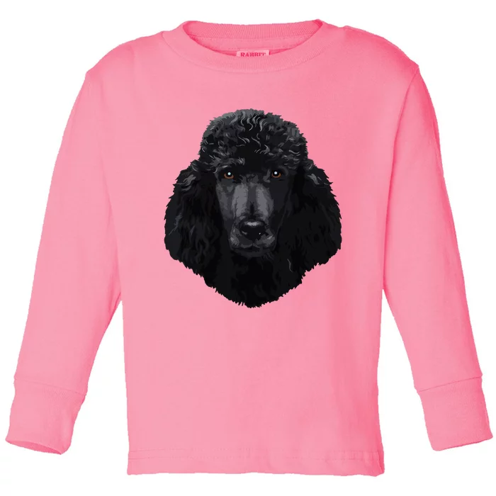 Black Poodle Dog Face Toddler Long Sleeve Shirt