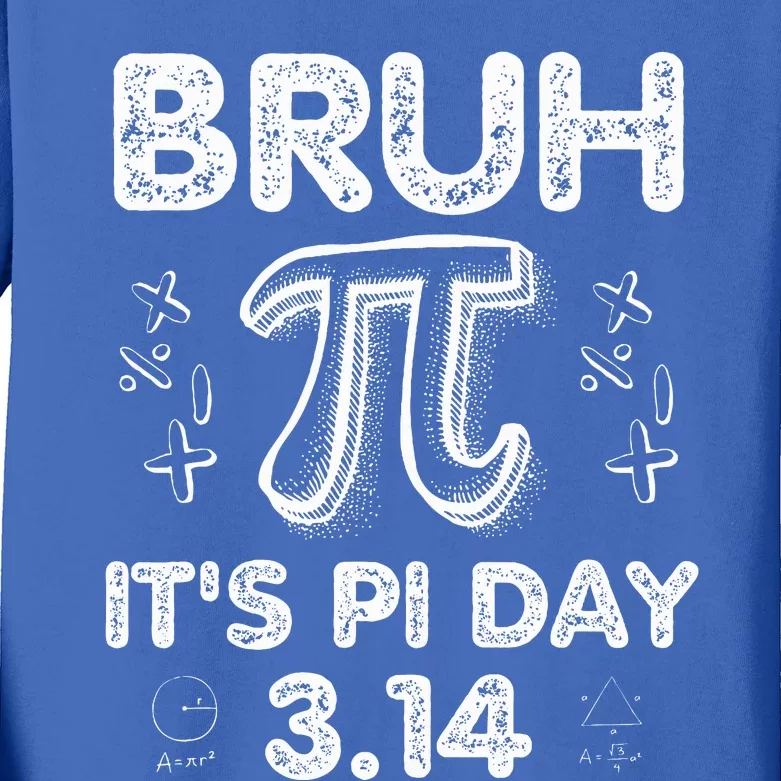 Bruh Pi Day 3.14 Pi Symbol Funnyteachers Math Lovers Kids Long Sleeve Shirt