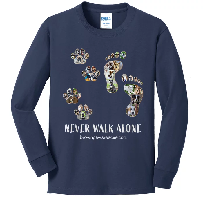 Brown Paws Dog Rescue Kids Long Sleeve Shirt