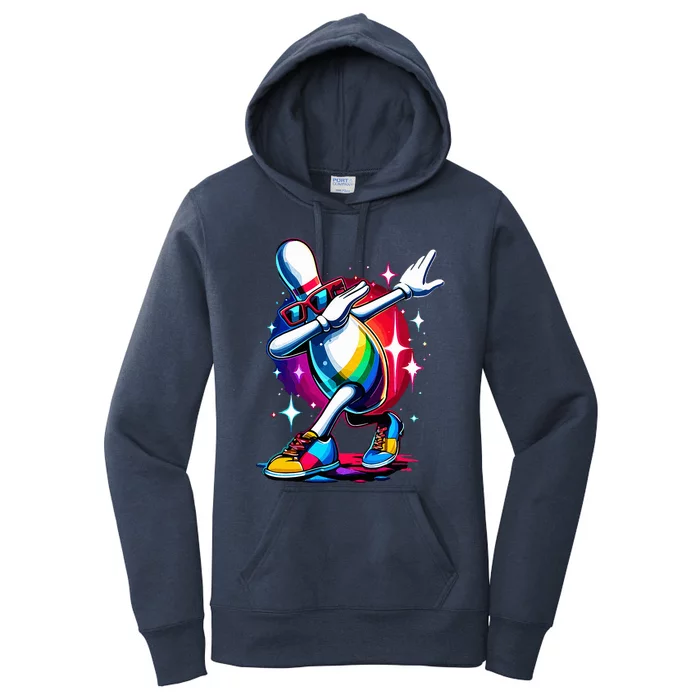 Bowling Pin Dabbing Sunglasses Bowler Player Women's Pullover Hoodie