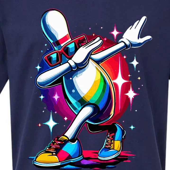 Bowling Pin Dabbing Sunglasses Bowler Player Sueded Cloud Jersey T-Shirt