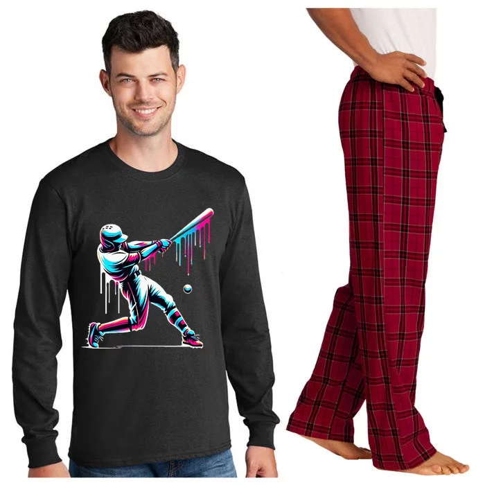 Baseball Player Drip Long Sleeve Pajama Set