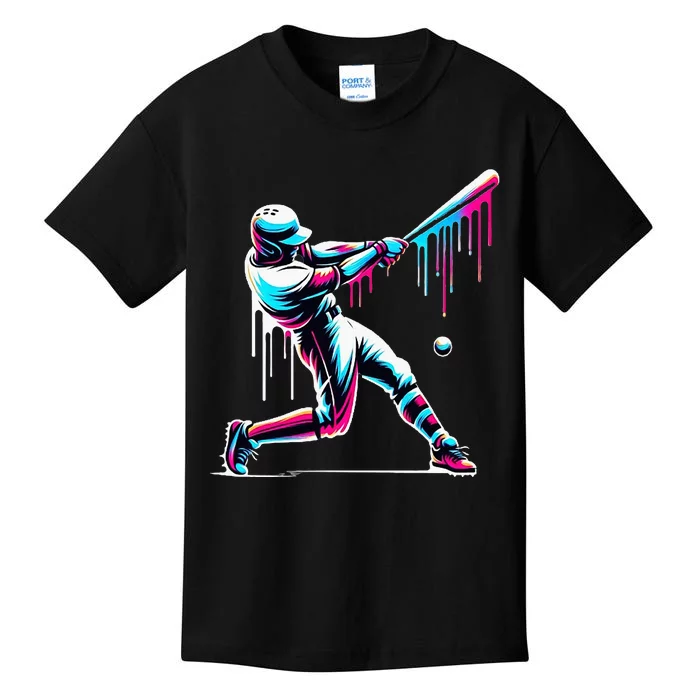 Baseball Player Drip Kids T-Shirt