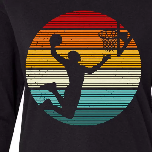 Basketball Player Dunk Retro Sunset Womens Cotton Relaxed Long Sleeve T-Shirt