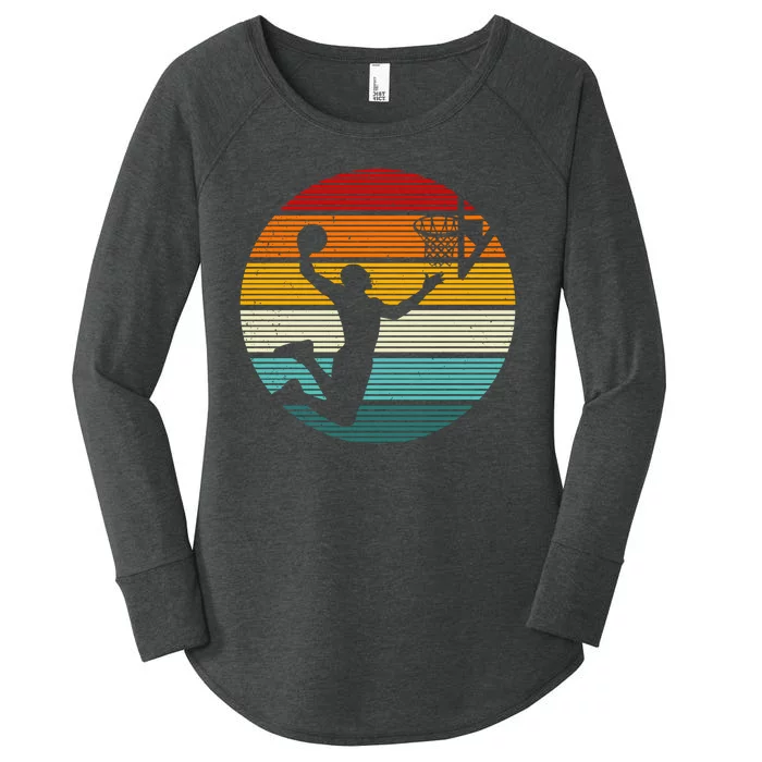 Basketball Player Dunk Retro Sunset Women's Perfect Tri Tunic Long Sleeve Shirt