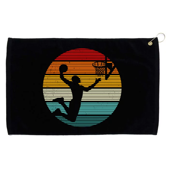 Basketball Player Dunk Retro Sunset Grommeted Golf Towel