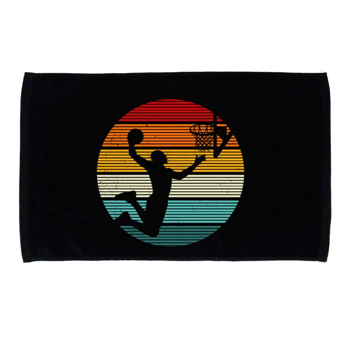 Basketball Player Dunk Retro Sunset Microfiber Hand Towel