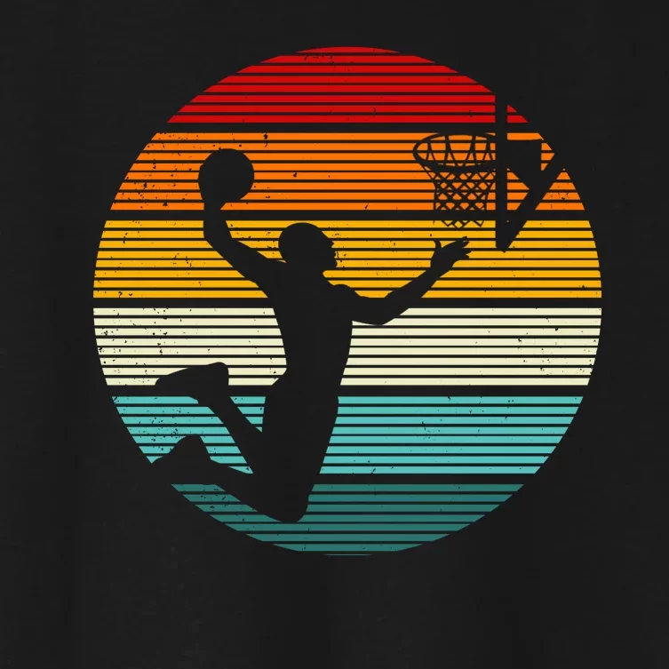 Basketball Player Dunk Retro Sunset Women's Crop Top Tee