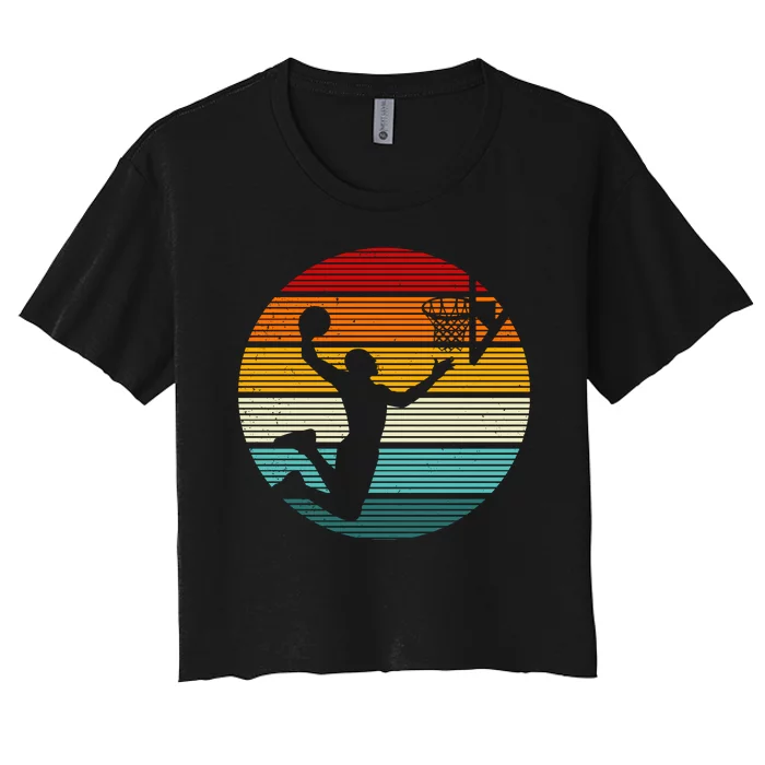 Basketball Player Dunk Retro Sunset Women's Crop Top Tee