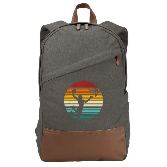 Basketball Player Dunk Retro Sunset Cotton Canvas Backpack