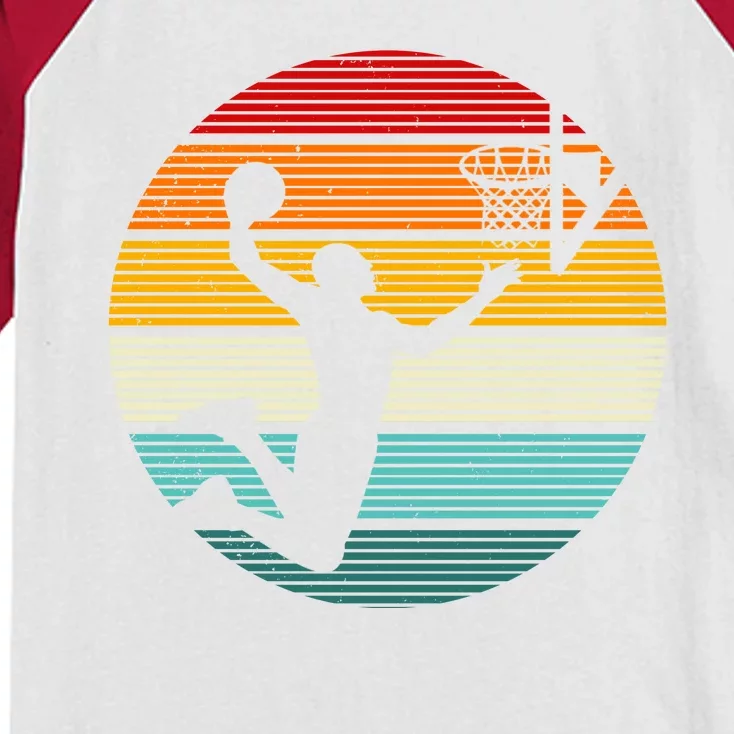 Basketball Player Dunk Retro Sunset Kids Colorblock Raglan Jersey