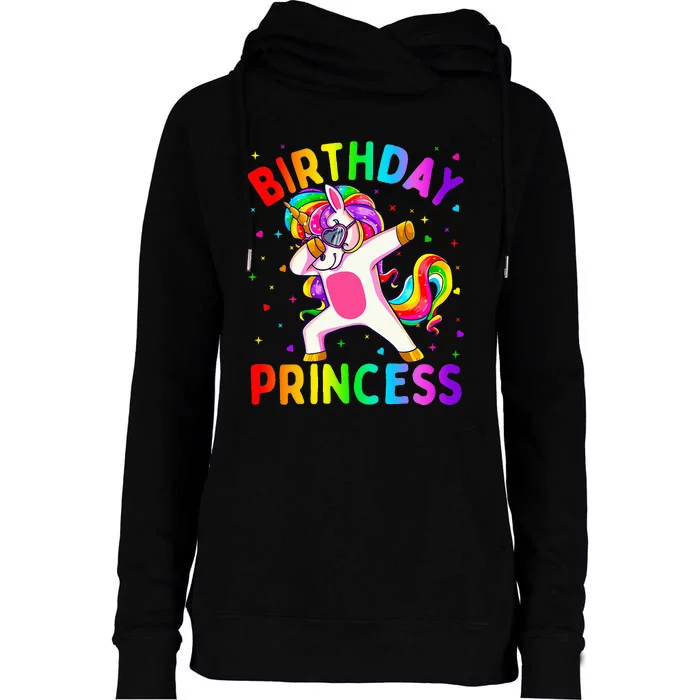 Birthday Princess Dabbing Unicorn Womens Funnel Neck Pullover Hood