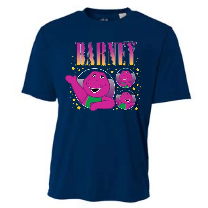 Barney Purple Dinosaur Character Grid With Gold Stars Cooling Performance Crew T-Shirt