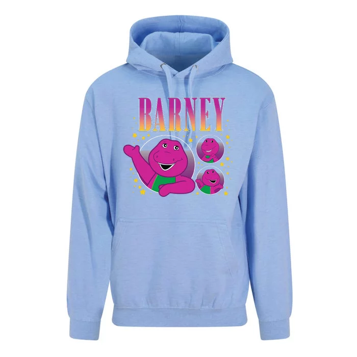 Barney Purple Dinosaur Character Grid With Gold Stars Unisex Surf Hoodie