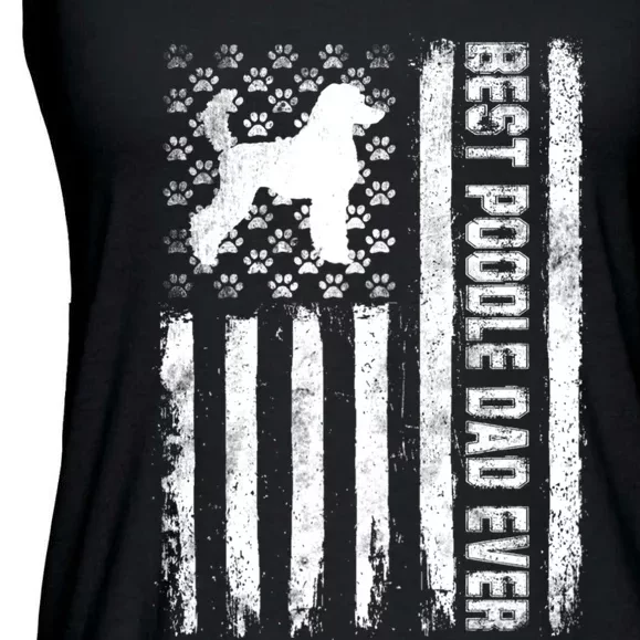 Best Poodle Dog Dad Ever American Flag Gift Ladies Essential Flowy Tank