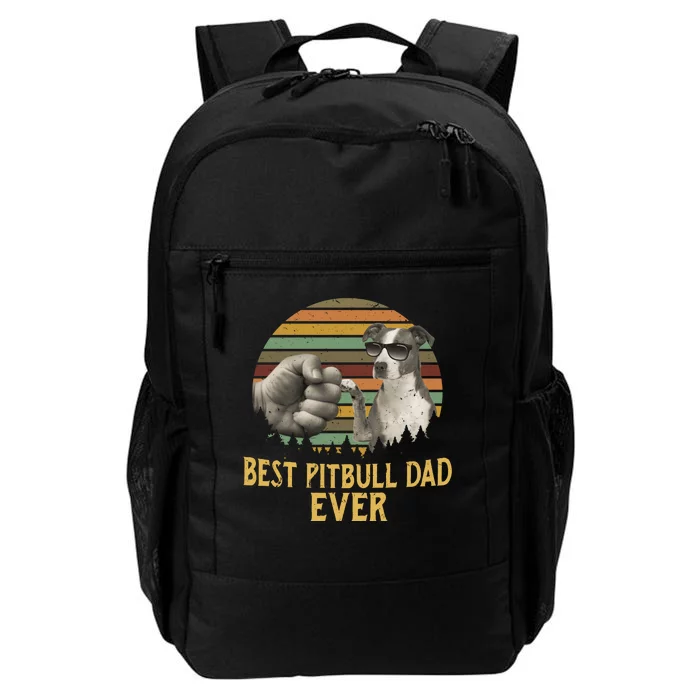 Best Pitbull Dad Ever Vintage Sunset Retro Daily Commute Backpack