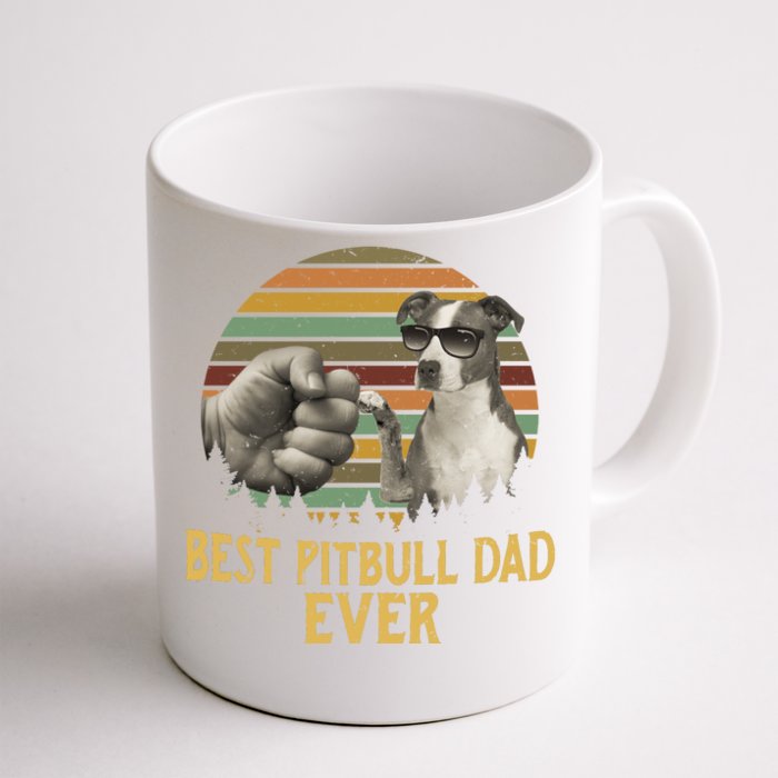 Best Pitbull Dad Ever Vintage Sunset Retro Front & Back Coffee Mug