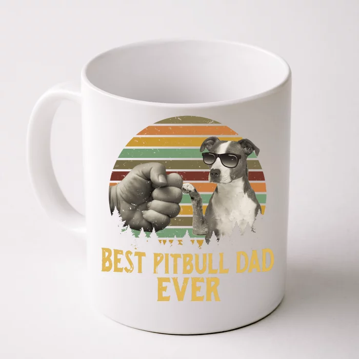 Best Pitbull Dad Ever Vintage Sunset Retro Front & Back Coffee Mug