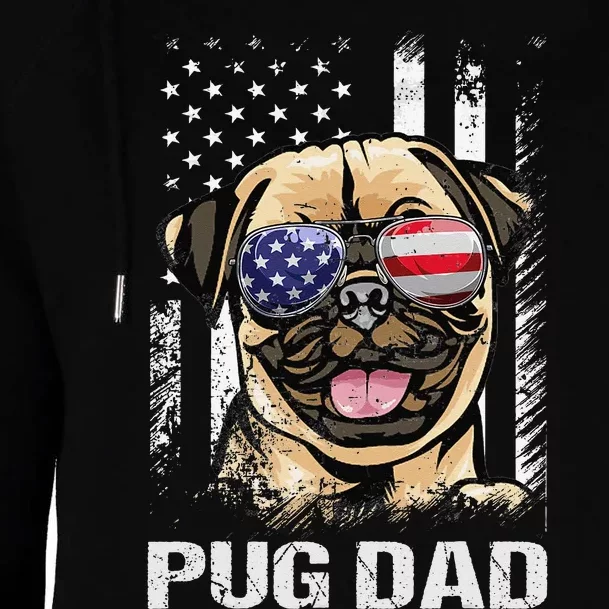 Best Pug Dad Ever American Flag Dog Lover Womens Funnel Neck Pullover Hood