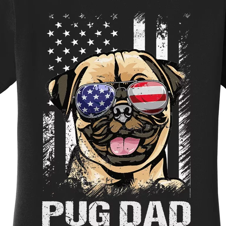 Best Pug Dad Ever American Flag Dog Lover Women's T-Shirt