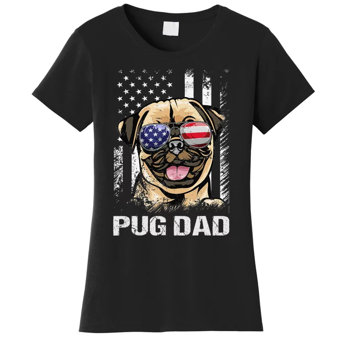 Best Pug Dad Ever American Flag Dog Lover Women's T-Shirt