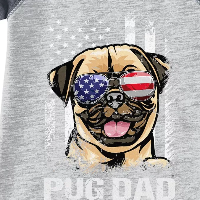 Best Pug Dad Ever American Flag Dog Lover Infant Baby Jersey Bodysuit