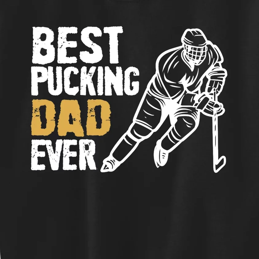 Best Pucking Dad Ever Retro Ice Hockey Coach On Father's Day Kids Sweatshirt