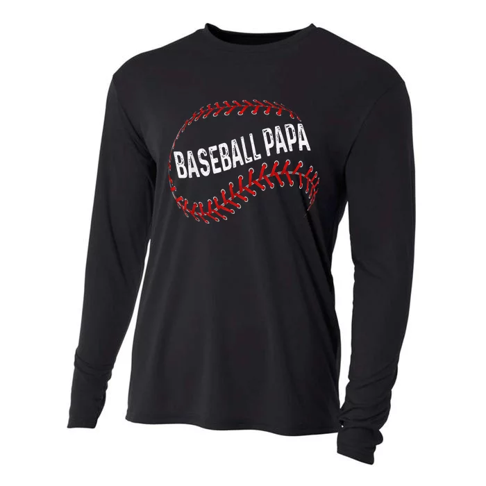 Baseball Papa Dad My Favorite Baseball Player Calls Me Cooling Performance Long Sleeve Crew