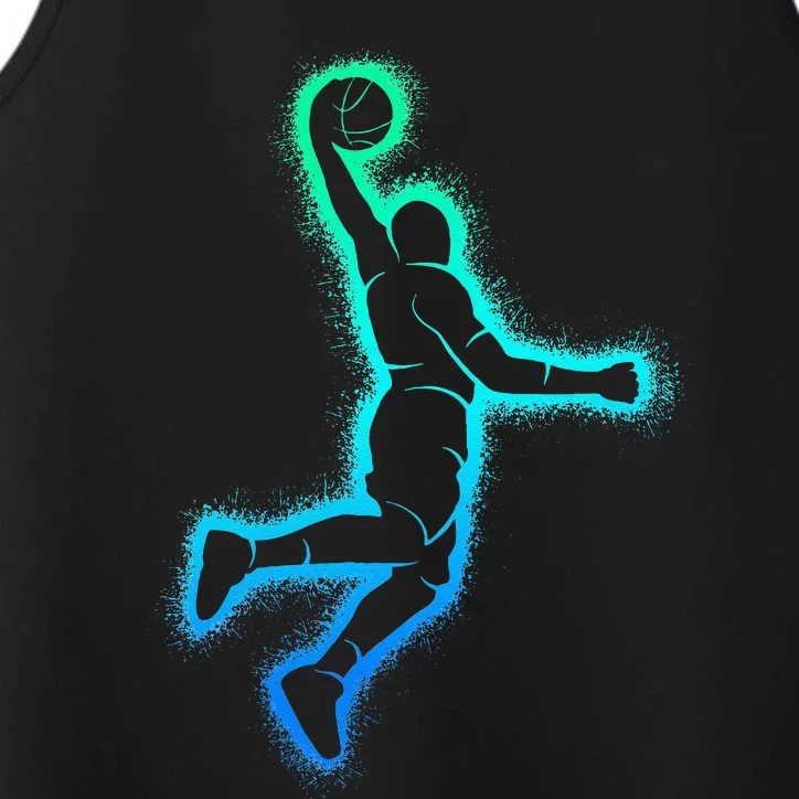 Basketball Player Dunking Basketball Performance Tank