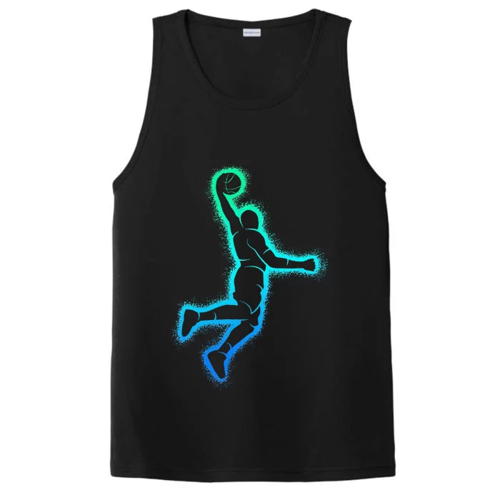 Basketball Player Dunking Basketball Performance Tank