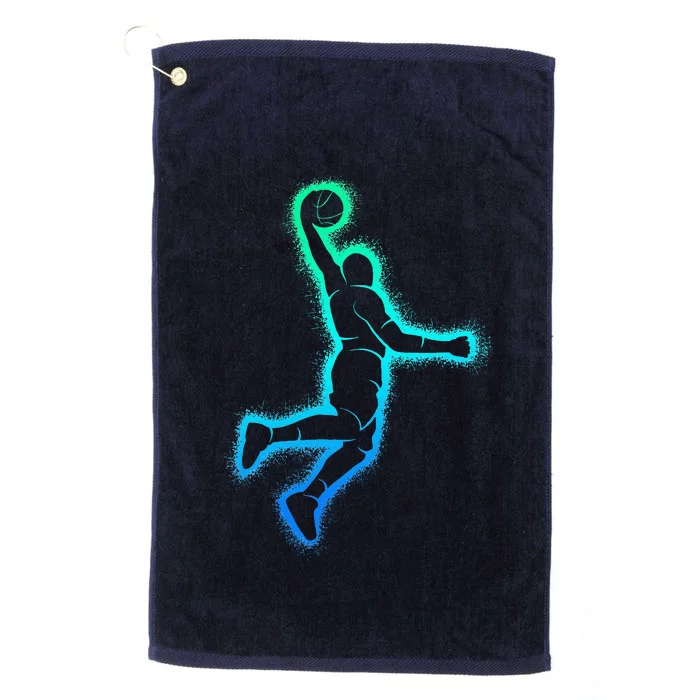 Basketball Player Dunking Basketball Platinum Collection Golf Towel