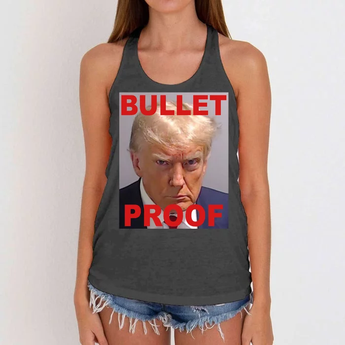 Bullet Proof Donald Trump 2024 Election Strong Women's Knotted Racerback Tank