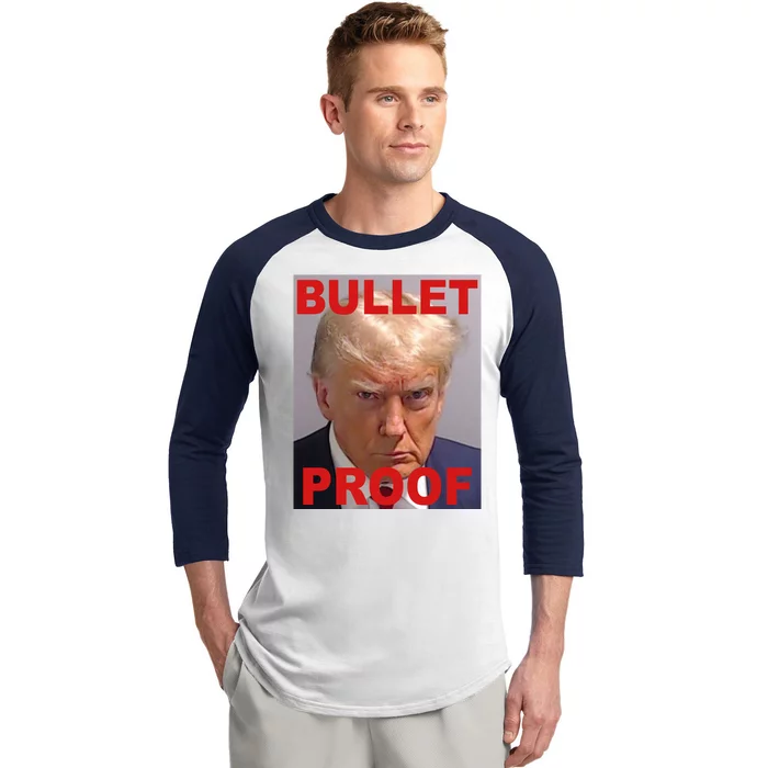 Bullet Proof Donald Trump 2024 Election Strong Baseball Sleeve Shirt