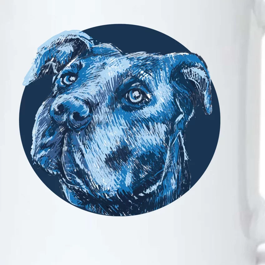 Blue Pitbull Dog Animal Portrait Cute Black Color Changing Mug