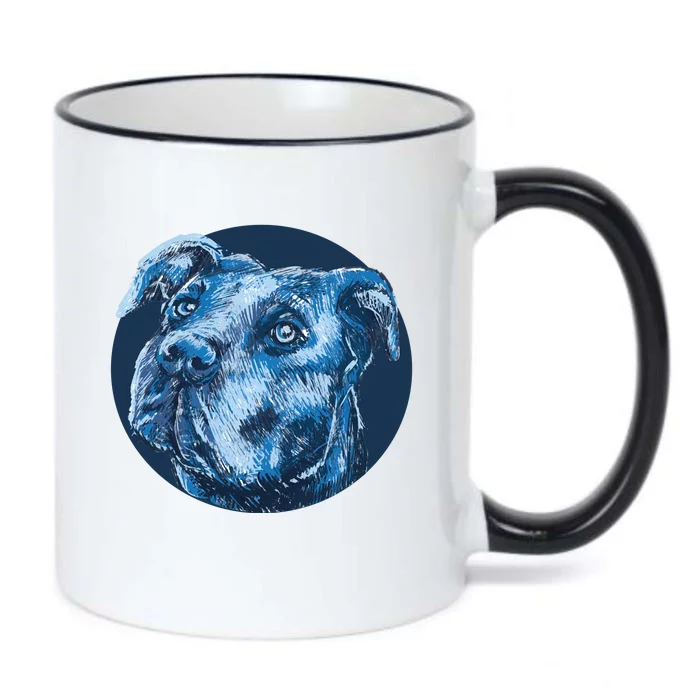 Blue Pitbull Dog Animal Portrait Cute Black Color Changing Mug