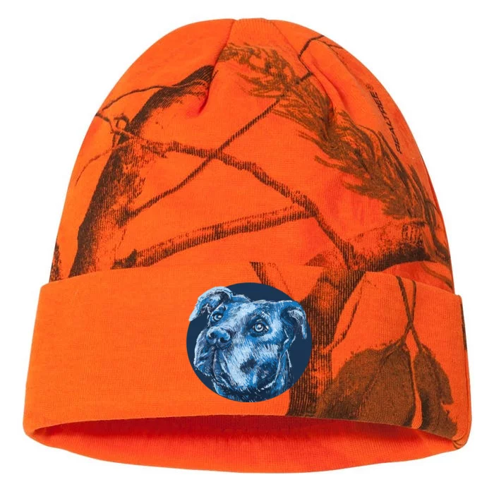 Blue Pitbull Dog Animal Portrait Cute Kati - 12in Camo Beanie