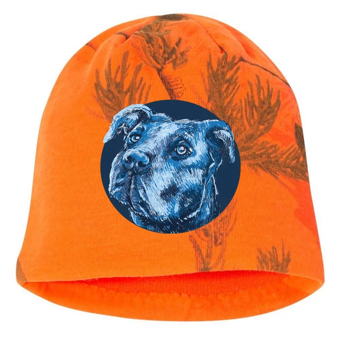 Blue Pitbull Dog Animal Portrait Cute Kati - Camo Knit Beanie