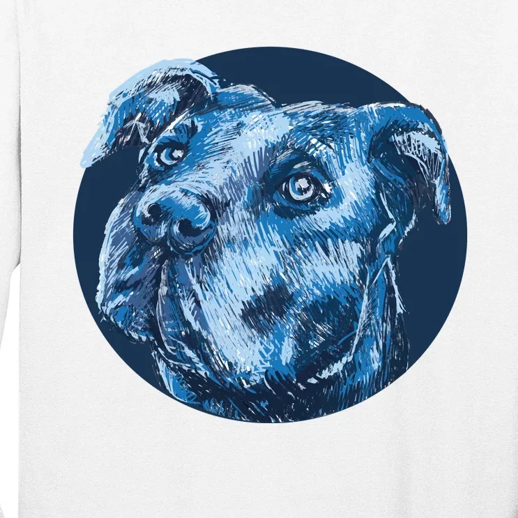 Blue Pitbull Dog Animal Portrait Cute Long Sleeve Shirt