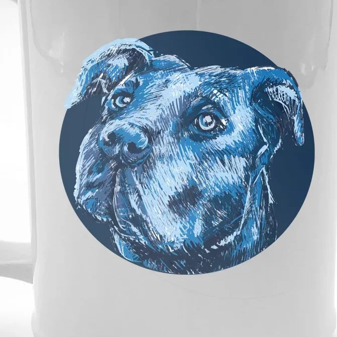 Blue Pitbull Dog Animal Portrait Cute Front & Back Beer Stein