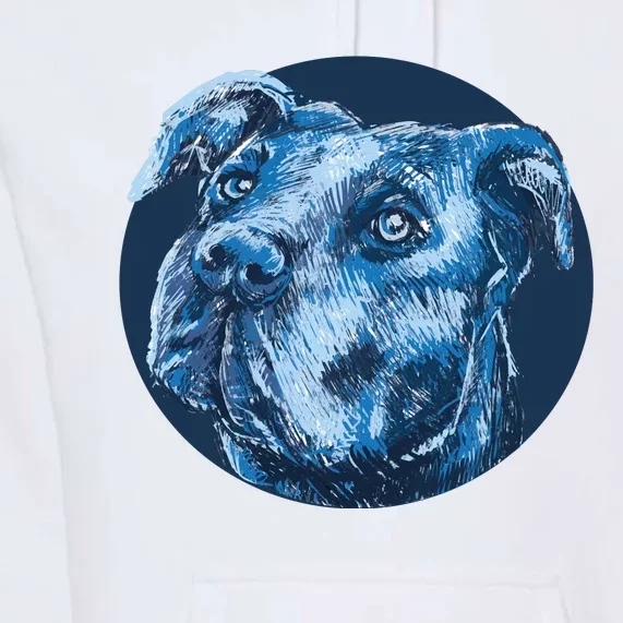 Blue Pitbull Dog Animal Portrait Cute Premium Hoodie