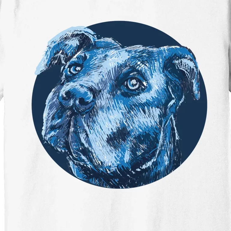 Blue Pitbull Dog Animal Portrait Cute Premium T-Shirt