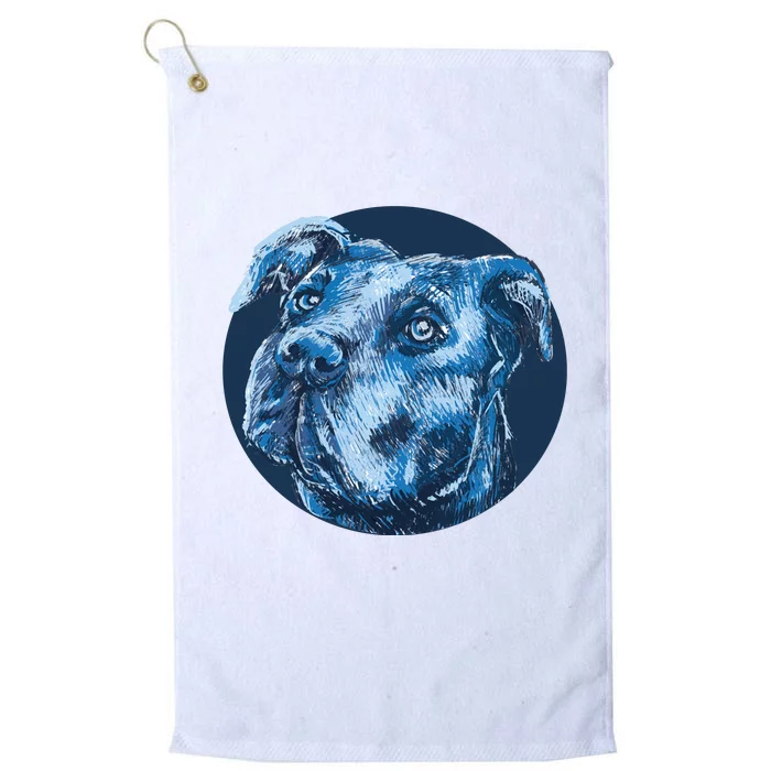 Blue Pitbull Dog Animal Portrait Cute Platinum Collection Golf Towel