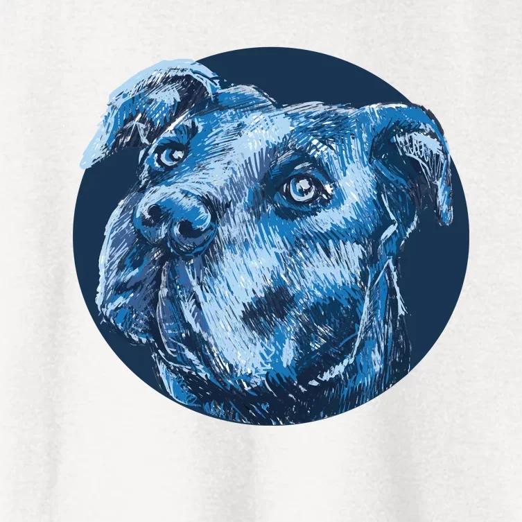 Blue Pitbull Dog Animal Portrait Cute Women's Crop Top Tee