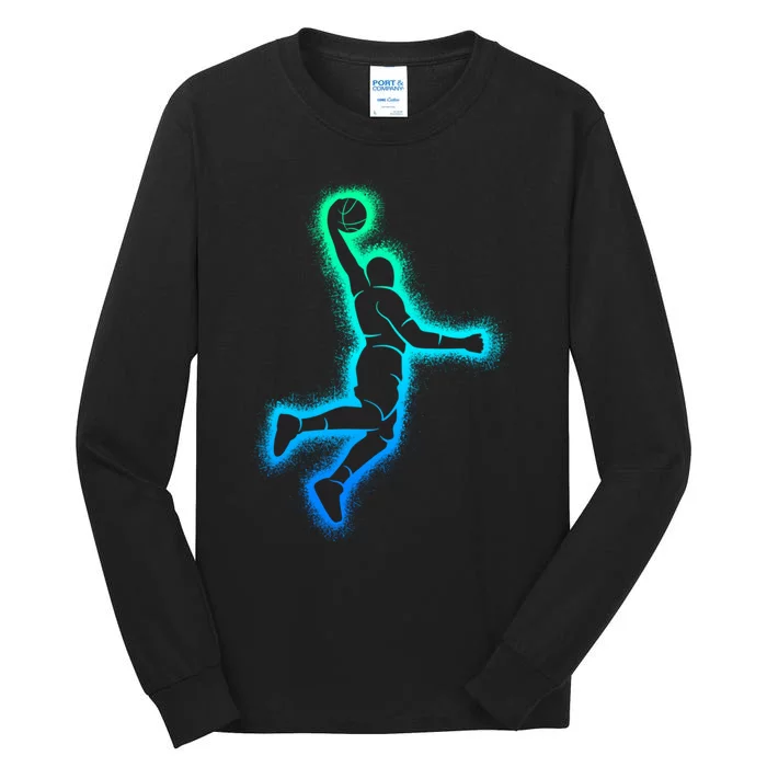 Basketball Player Dunking Bball Enthusiasts And Coaches Tall Long Sleeve T-Shirt