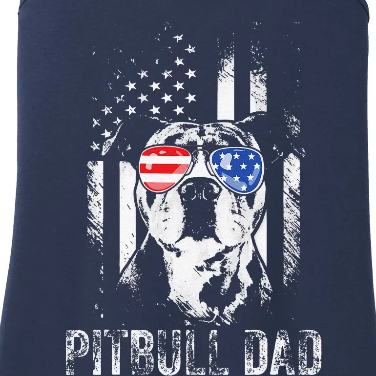 Best Pitbull Dad Ever American Flag Funny Dog Lover Ladies Essential Tank