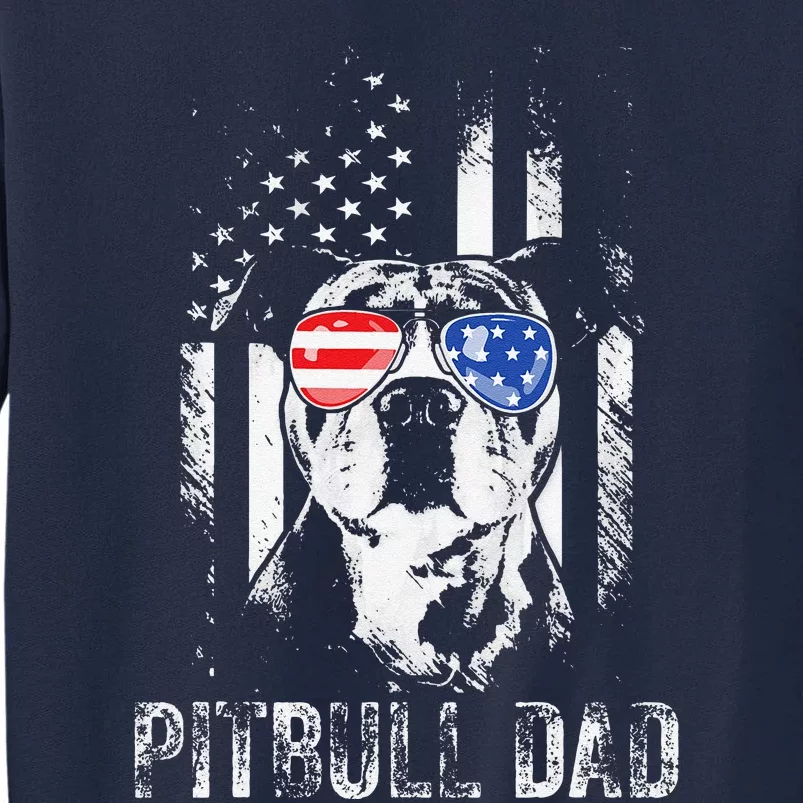 Best Pitbull Dad Ever American Flag Funny Dog Lover Tall Sweatshirt